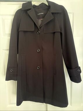 Calvin Klein Women's Dark Brown Single-Breasted Trench Coat